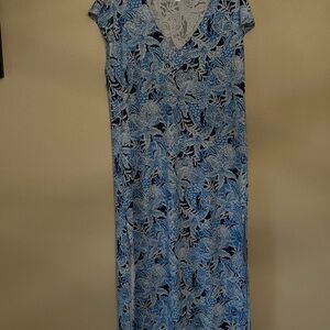 Lilly Pulitzer Blue and White Floral Maxi Dress